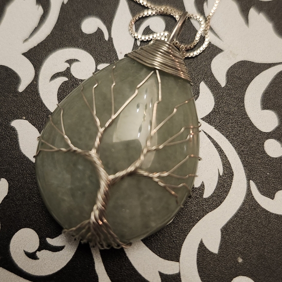 Jewelry - Tree Of Life Sterling Silver .925 30" Chain With Nat. Stone Pendant